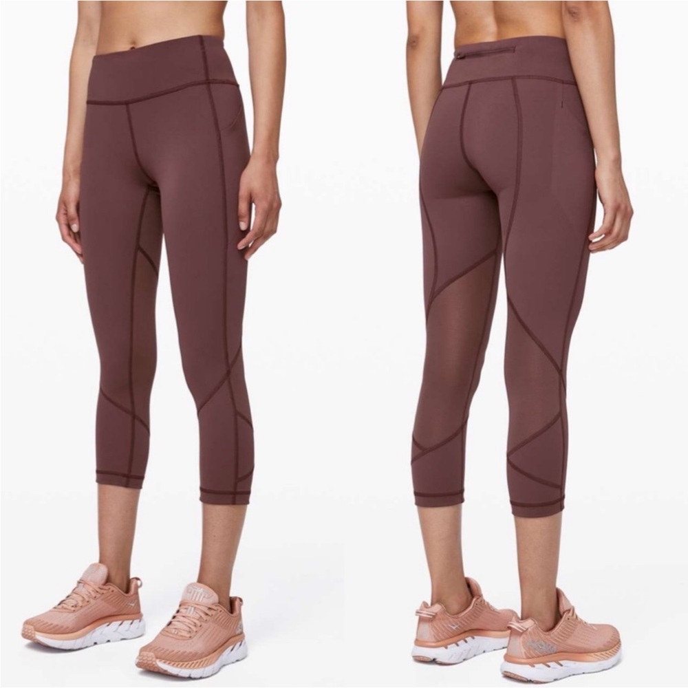 Lululemon Pace Rival Crop *22" Cherry Cola Leggings SZ 2